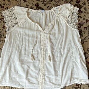 Old Navy Flowy Cream Boho Top sz L